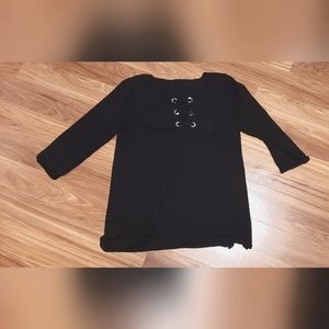 Black knit top, laced front
